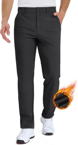 TACVASEN Winter Golf Pants for Men Fleece Lined Work Business Casual Dress Slacks Water Resistant Stretch Warm Trousers