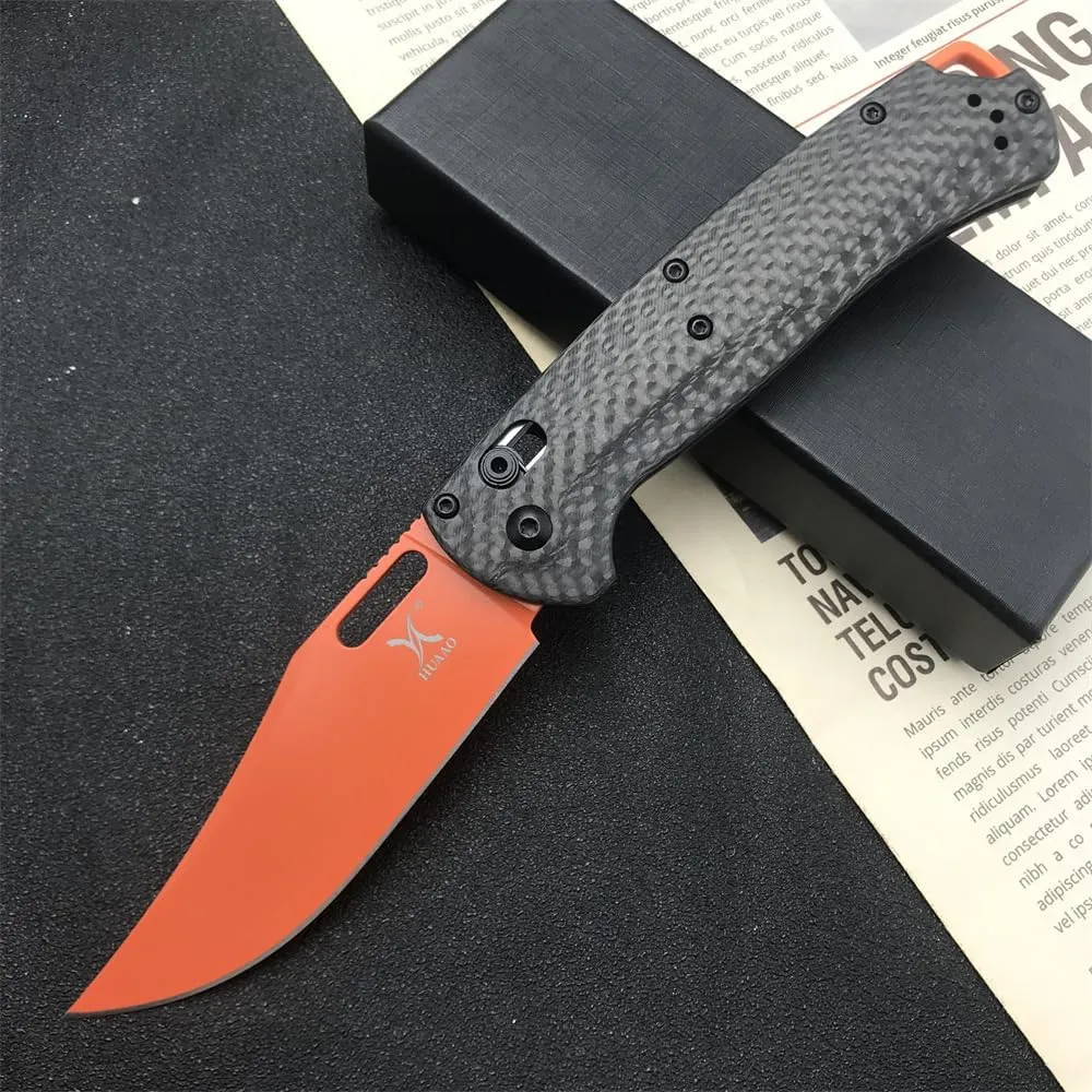 Taggedout Axis Lock Knife, Men's Pocket Folding Knives, D2 Flat Blade, G10 Green Handle, Thumb Stud, Manual Open, with Deep Carry Pocket Clip (Carbon Fiber)
