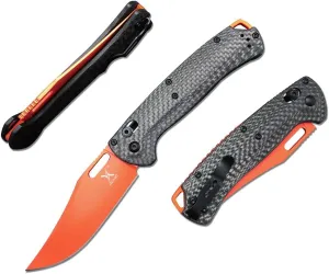 Taggedout Axis Lock Knife, Men's Pocket Folding Knives, D2 Flat Blade, G10 Green Handle, Thumb Stud, Manual Open, with Deep Carry Pocket Clip (Carbon Fiber)