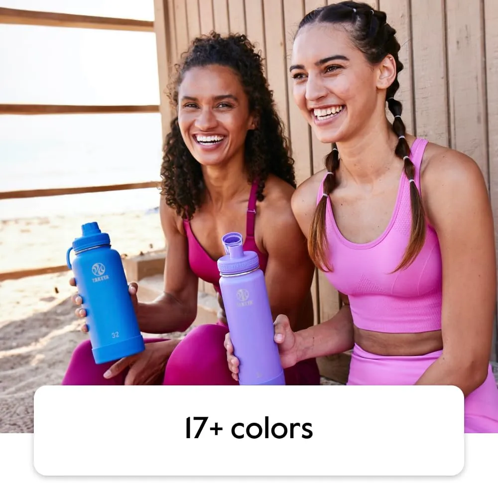 Takeya Actives Water Bottle with Straw Lid - Durable & Easy-Care Water Bottle with Stainless Steel Insulation - BPA-Free Lid with Carry Handle & Straw - Dishwasher-Safe - 40 oz, Blush