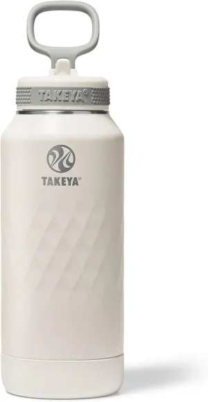 Takeya Sport 32 oz Triple-Insulated Stainless Steel Water Bottle, Straw Lid – Leakproof, Sweatproof, BPA-Free, Keeps Drinks Cold 36 Hrs, Hot 14 Hrs – Alpine