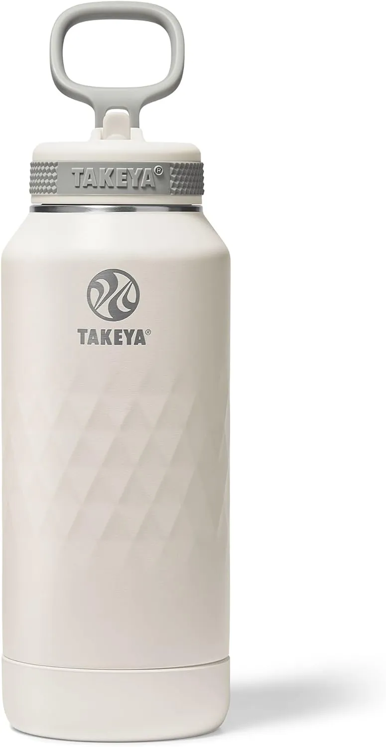 Takeya Sport 32 oz Triple-Insulated Stainless Steel Water Bottle, Straw Lid – Leakproof, Sweatproof, BPA-Free, Keeps Drinks Cold 36 Hrs, Hot 14 Hrs – Alpine
