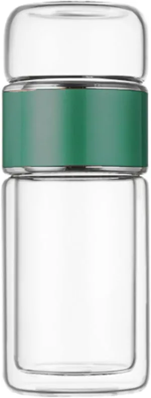 Tea Infuser Bottle, 420ml Tea Flood Cup Glass Water Bottle Double Wall Borosilicate Travel Tea Tumbler with Stainless Steel Filter Leakage Proof Water Separation Tea Bottle Mug