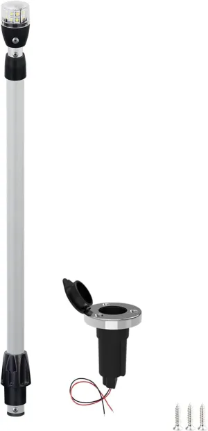 Telescoping Stern Lights,Anchor Light,Navigation Lighting,with Removable 2-Pin Plug-in Base,10-30VDC,27-49.5Inches,for Pontoon Boats