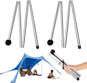 Telescoping Tarp Poles 8 Sections Aluminum Alloy Adjustable Tent Poles for Camping Hiking Outdoor Sport Activities 160cm