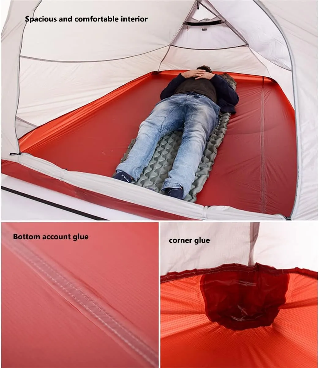 Tent 3-4 Person Camping Tents Waterproof Windproof Family Tent with Top Rainfly Large Mesh Windows Double Layer Easy Set Up Portable with Carry Bag (Color : White, Size : 3 People)