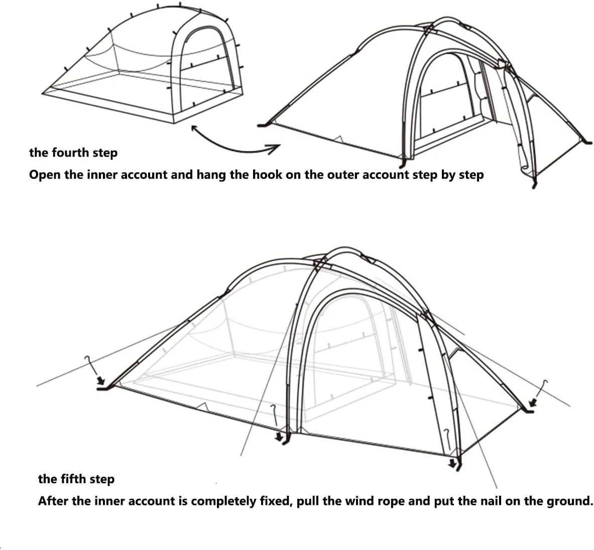 Tent 3-4 Person Camping Tents Waterproof Windproof Family Tent with Top Rainfly Large Mesh Windows Double Layer Easy Set Up Portable with Carry Bag (Color : White, Size : 3 People)
