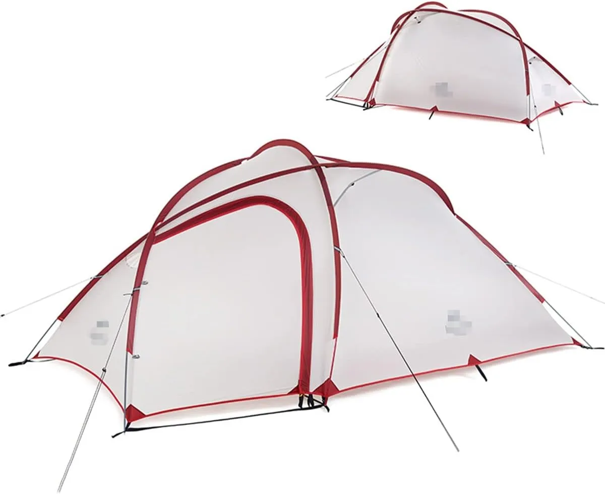 Tent 3-4 Person Camping Tents Waterproof Windproof Family Tent with Top Rainfly Large Mesh Windows Double Layer Easy Set Up Portable with Carry Bag (Color : White, Size : 3 People)