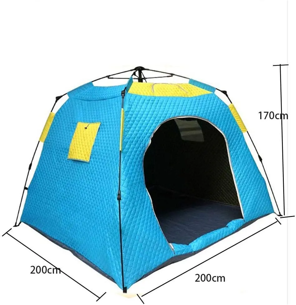 Tent for Camping Waterproof Camping Tent 2 Door 2 Mesh Instant Tent 4 Person Family Hiking 5Kg 210 * 210 * 135Cm Large Space for Picnic Outdoors (Mult, coloured