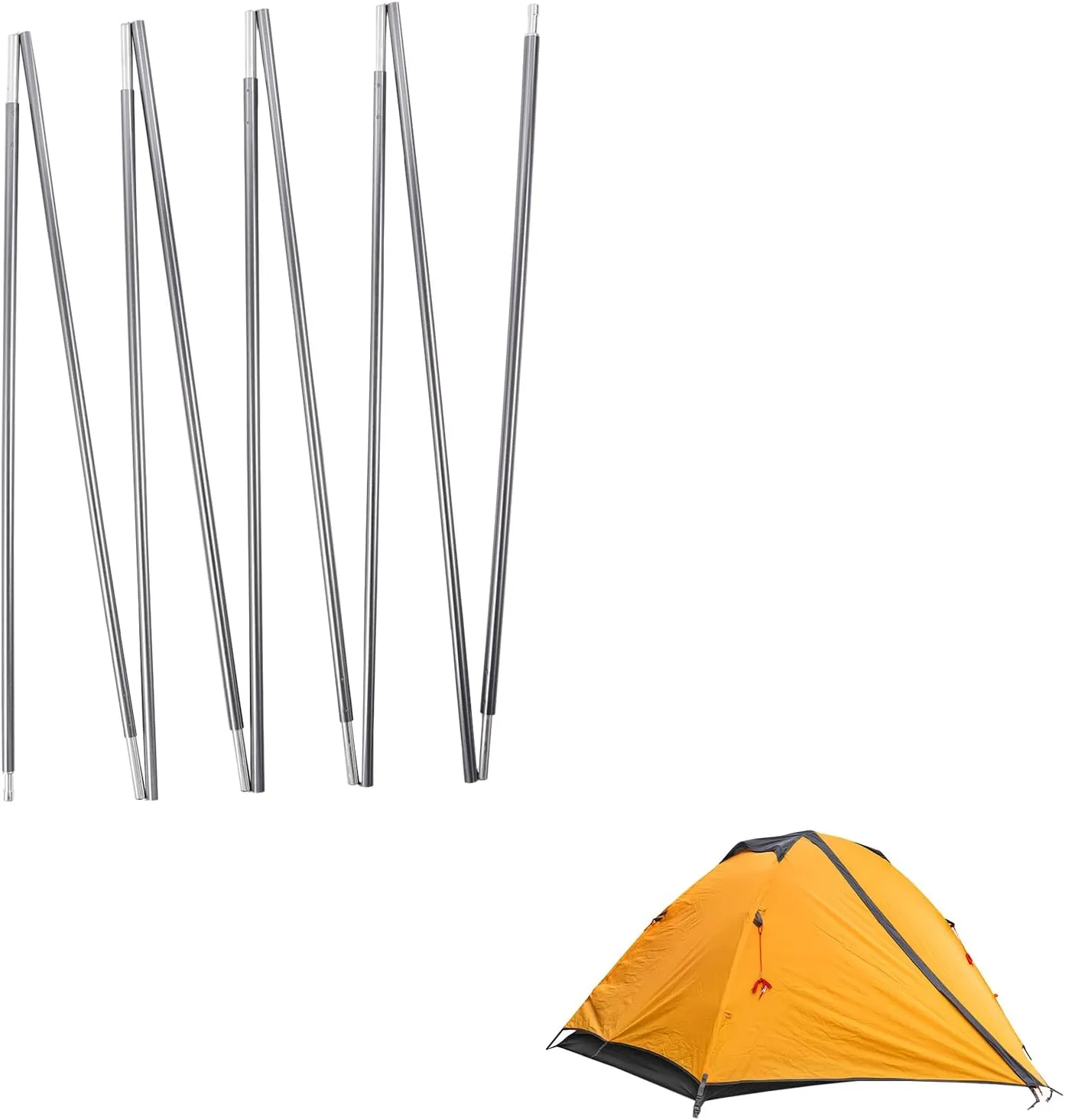 Tent Poles Replacement,7001 Aluminum Alloy Preassembled Tent Rod Lightweight, Gray