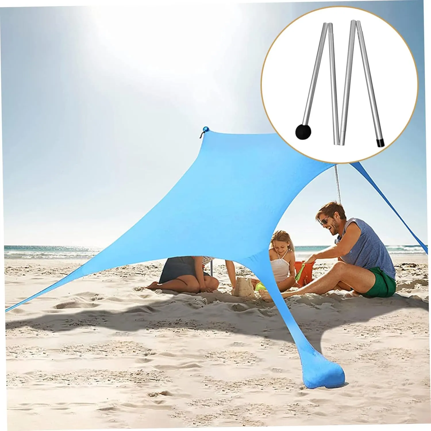 Tent Poles Replacement,Telescoping Tarp Poles,63 Inch Total 8 Sections Aluminum Alloy Adjustable Tarp Poles for Camping Hiking Outdoor Sport Activities