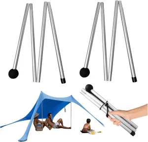 Tent Poles Replacement,Telescoping Tarp Poles,63 Inch Total 8 Sections Aluminum Alloy Adjustable Tarp Poles for Camping Hiking Outdoor Sport Activities