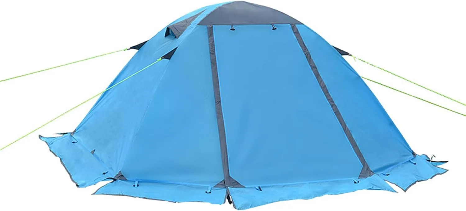Tent, Snow Skirt Winter Tent 2 Person Aluminum Pole Tent Mountaineering Snowfield Lightweight Backpack Four Seasons Tent'', Blue