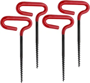 Tent Stakes, 4 Pcs Ice Nail Ground Nail Threaded Peg Nail Tent Fixer Accessory Tent Nail Ice Fishing Anchors Tool for Outdoor Camping Tent Ice Fishing Shelter Stake (Black R)