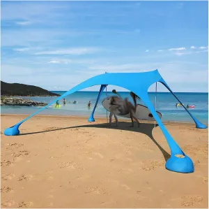 Tents Beach Tent, Camping Tarp Sun Shelter, Portable Lightweight Anti UV Awning Canopy, with 2 Aluminum Poles, 4 Pole Anchors, Sand Shovel Carrying Bag,C