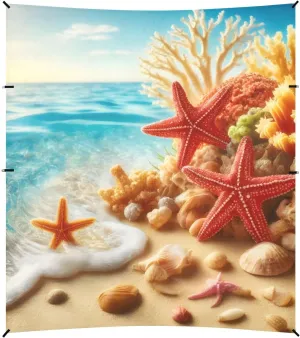 Tents Beach Tent with Sand Anchor, Beach Starfish Coral Seashell Summer Portable Canopy Sunshade - 9' x 10' - Sandbags & Reinforced Corners & Stability Poles Sun Shelter Outdoor Camping