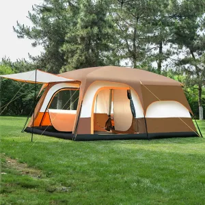 Tents Camping Tent Instant Tent 4-6 Person, Family Cabin Tents, 2 Rooms, Portable Instant Tents with Removable Rainfly, Automatic Tent for Camping Hiking Mountaineering ( Color : Brown , Size : 380*26