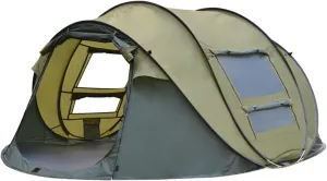 Tents for Camping Automatic Pop-up Tent, 3-4 Person Outdoor Instant Setup Tent 4 Season Waterproof Tent for Hiking, Camping, Travelling (Color : Brown), Olive