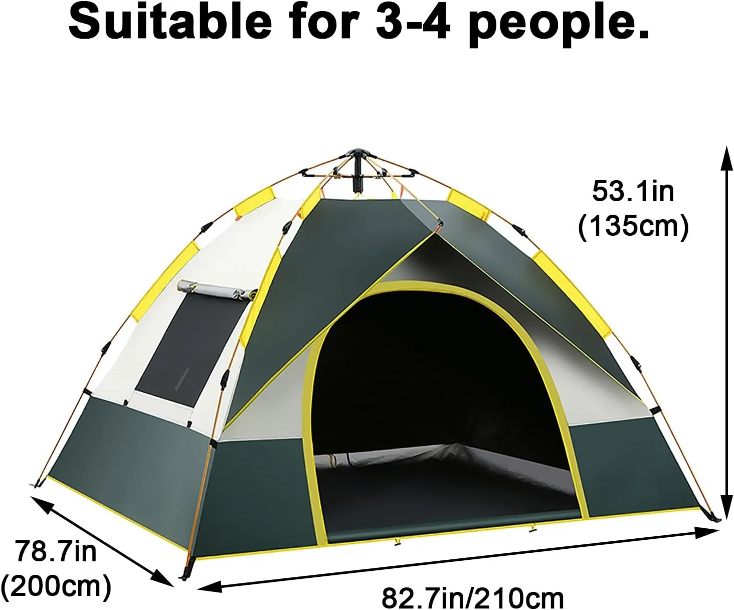 Tents for Portable Camping, 3-4 Person Tent, Made of Water-Repellent Fabric, Suitable for Camping and Traveling