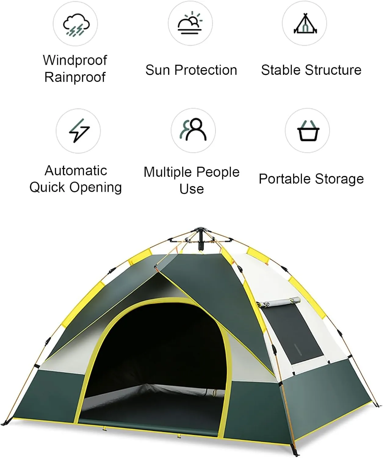 Tents for Portable Camping, 3-4 Person Tent, Made of Water-Repellent Fabric, Suitable for Camping and Traveling