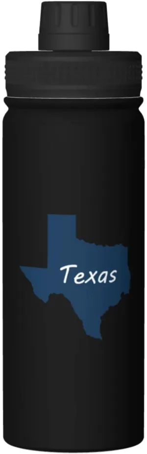 Texas Terrain Map Water Bottle 18OZ Stainless Steel Insulated Water Bottles With Spout Lid Sports Keep Cold and Hot Water Bottle For Biking Hiking