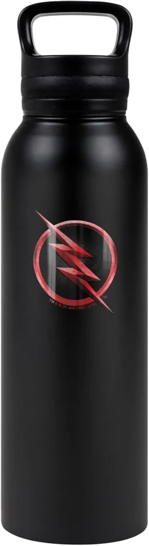 The Flash OFFICIAL Reverse Flash Bolt Logo 24 oz Insulated Canteen Water Bottle, Leak Resistant, Vacuum Insulated Stainless Steel with Loop Cap, Black