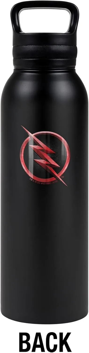 The Flash OFFICIAL Reverse Flash Bolt Logo 24 oz Insulated Canteen Water Bottle, Leak Resistant, Vacuum Insulated Stainless Steel with Loop Cap, Black