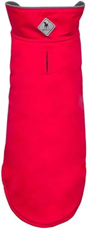 The Worthy Dog Apex Dog Jacket Wind and Water Resistant All-Weather Fleece Lined Nylon Winter Coat for Dogs with Reflective Trim, Red, 24"-24