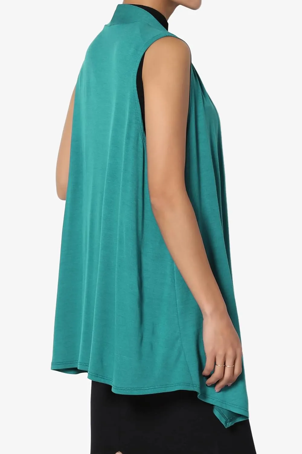 TheMogan Women's Long Vests Sleeveless Draped Lightweight Open Front Cardigan