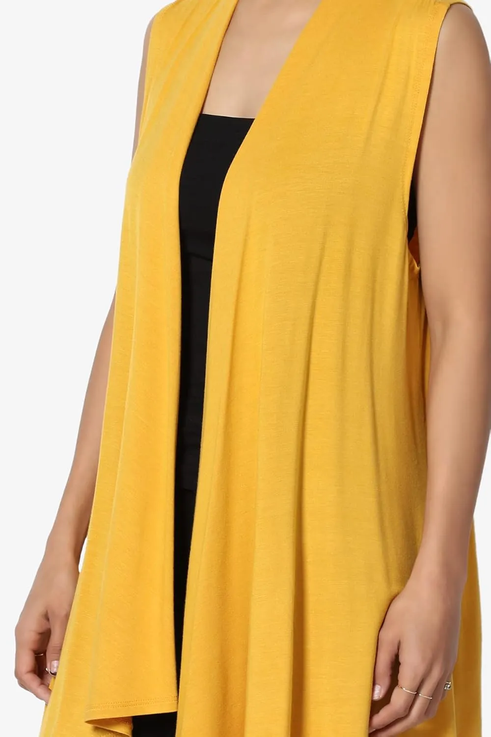 TheMogan Women's Long Vests Sleeveless Draped Lightweight Open Front Cardigan