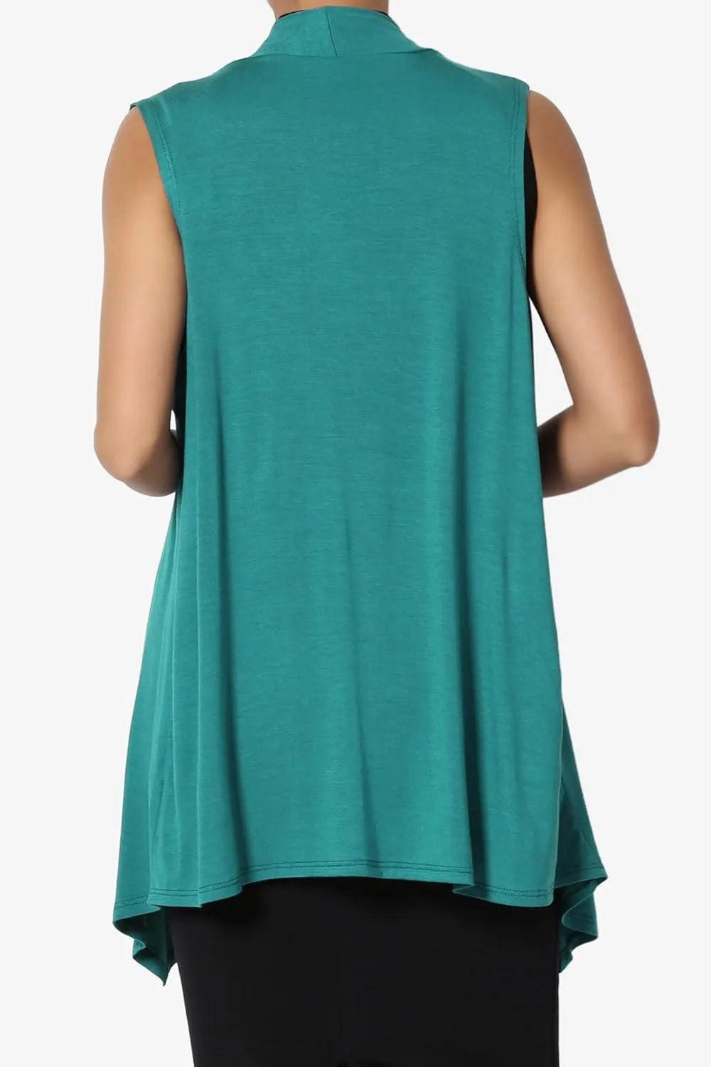 TheMogan Women's Long Vests Sleeveless Draped Lightweight Open Front Cardigan