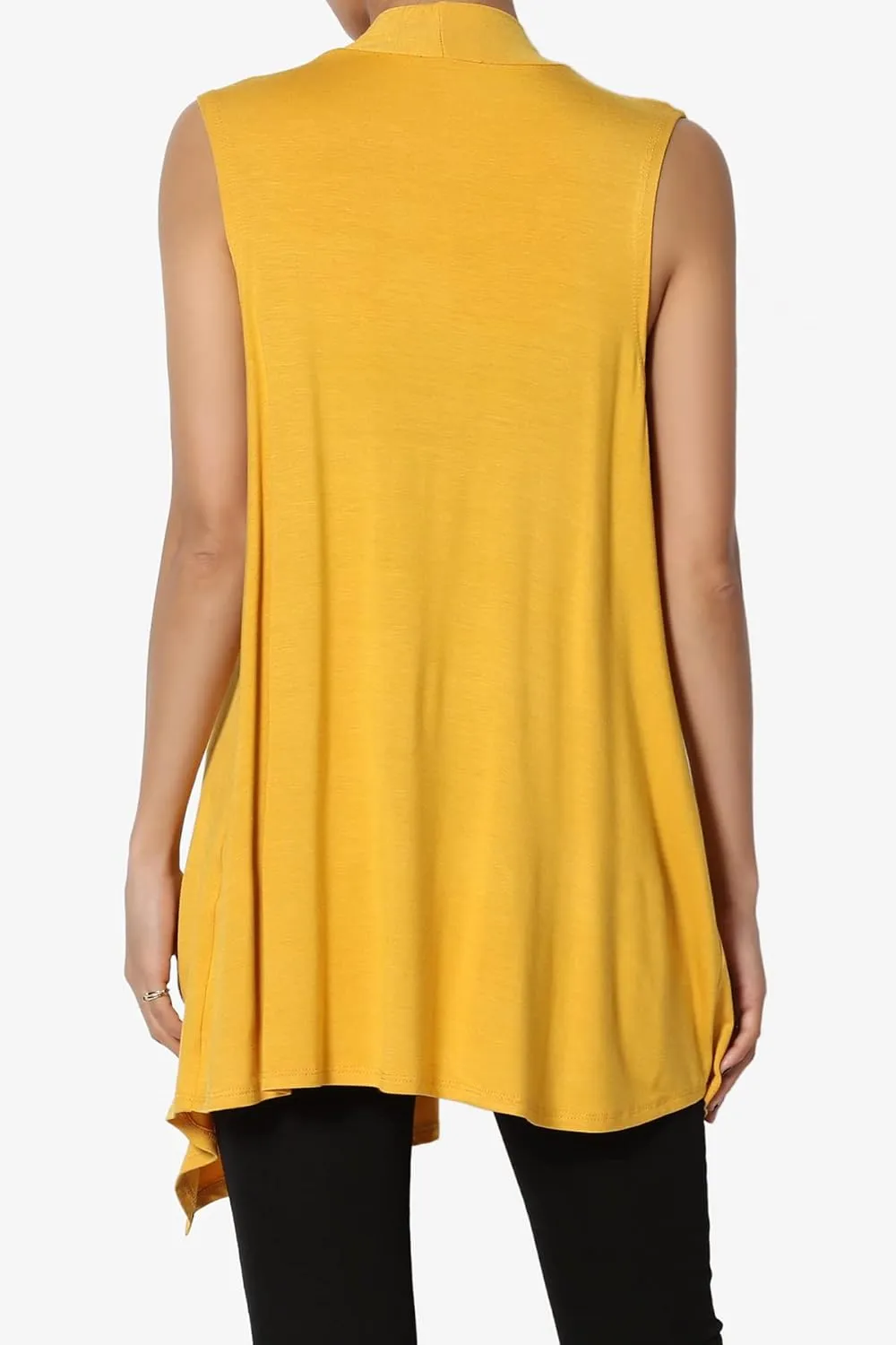 TheMogan Women's Long Vests Sleeveless Draped Lightweight Open Front Cardigan