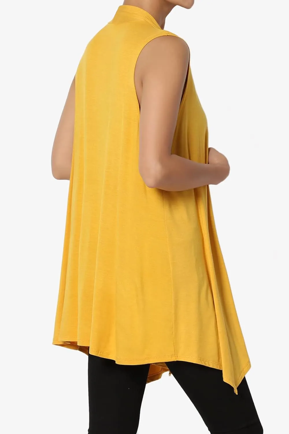 TheMogan Women's Long Vests Sleeveless Draped Lightweight Open Front Cardigan