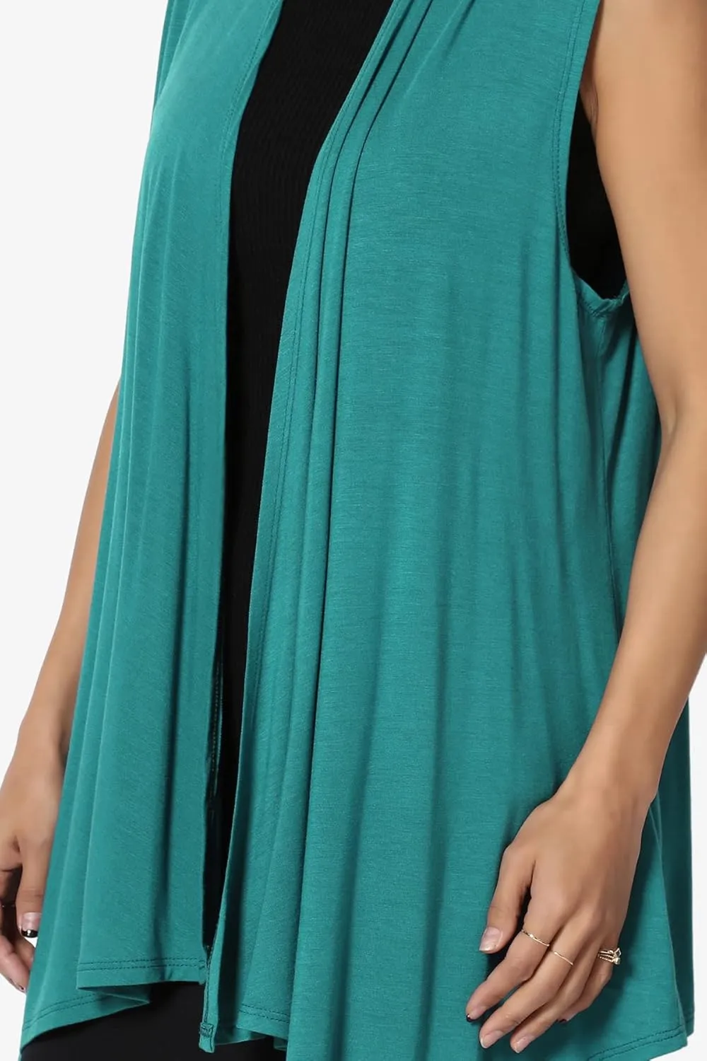 TheMogan Women's Long Vests Sleeveless Draped Lightweight Open Front Cardigan