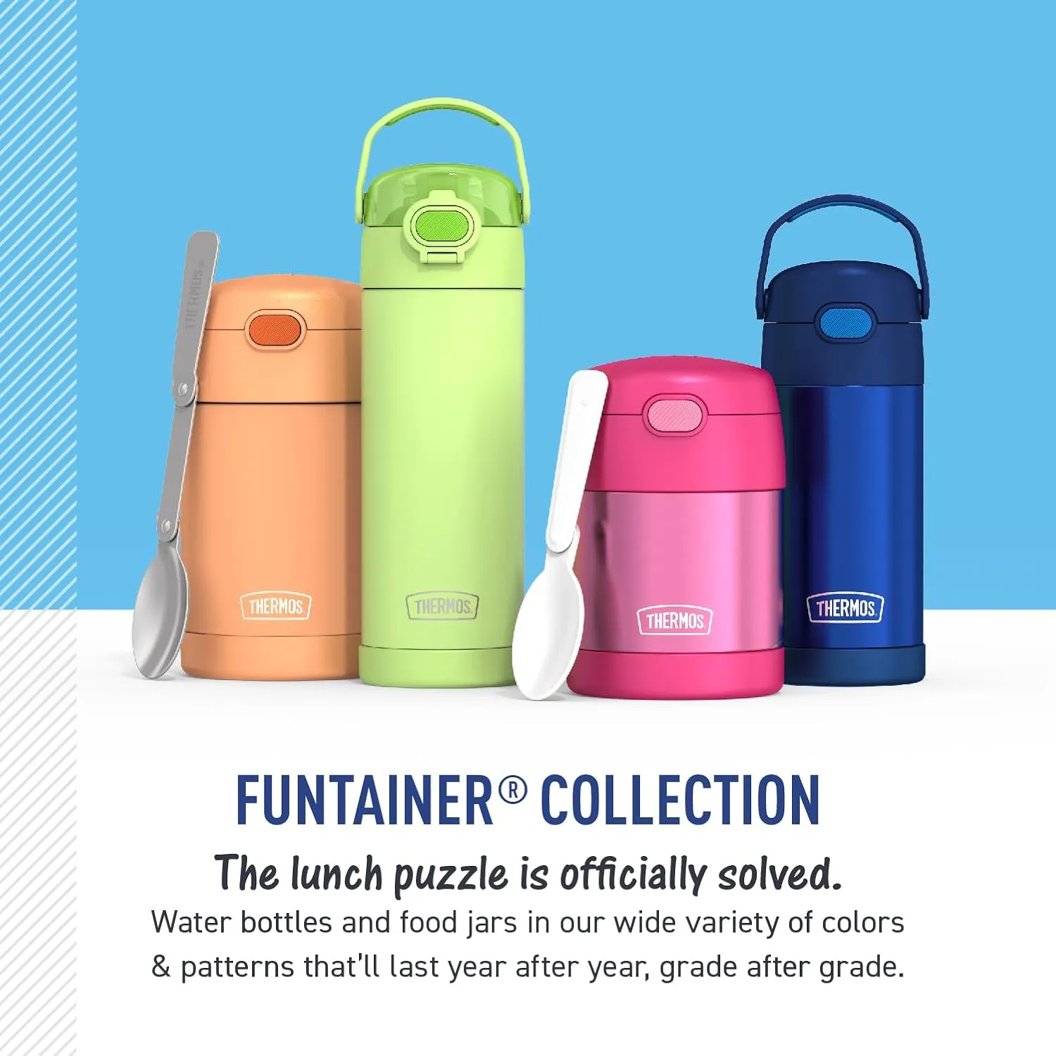 THERMOS FUNTAINER Water Bottle with Straw - 12 Ounce - Kids Stainless Steel Vacuum Insulated Water Bottle with Lid, Cool Caticorns