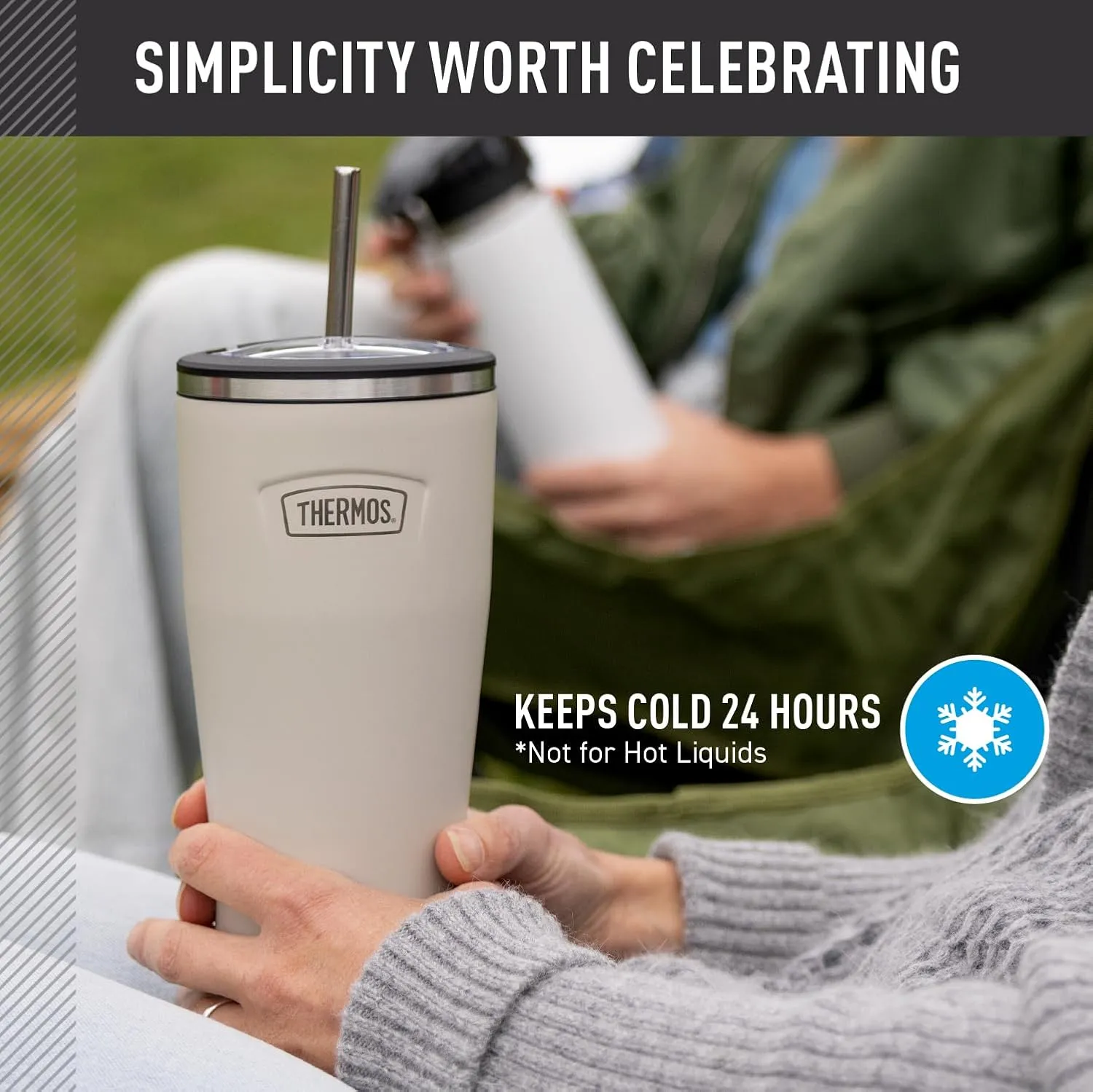 THERMOS ICON SERIES, Stainless Steel Cold Tumbler with Lid and Straw - 24 Ounce, Sunset Pink - Vacuum Insulated Tumbler