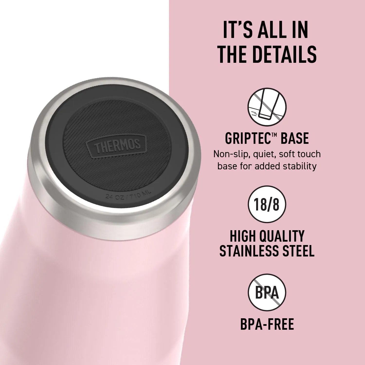 THERMOS ICON SERIES, Stainless Steel Cold Tumbler with Lid and Straw - 24 Ounce, Sunset Pink - Vacuum Insulated Tumbler