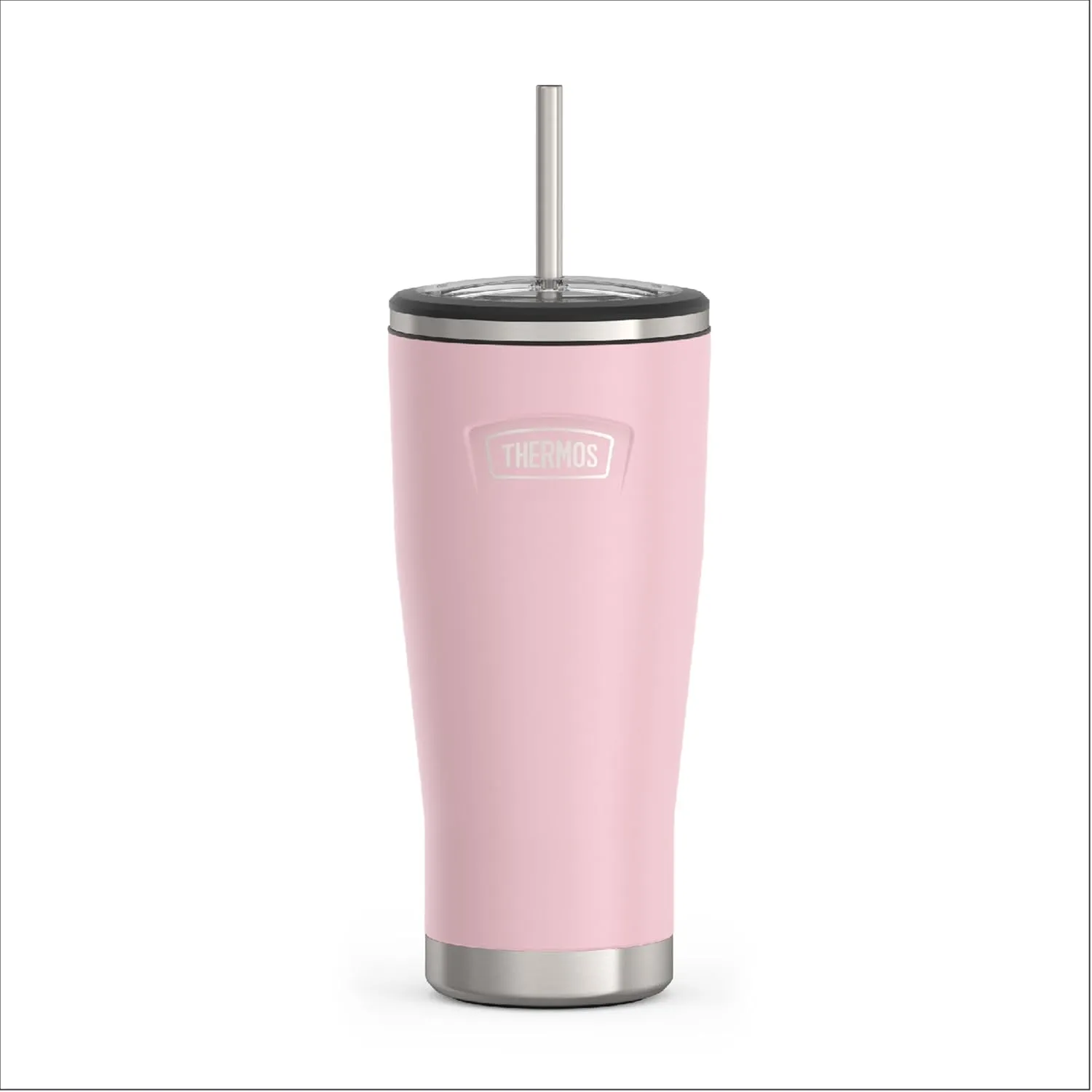 THERMOS ICON SERIES, Stainless Steel Cold Tumbler with Lid and Straw - 24 Ounce, Sunset Pink - Vacuum Insulated Tumbler