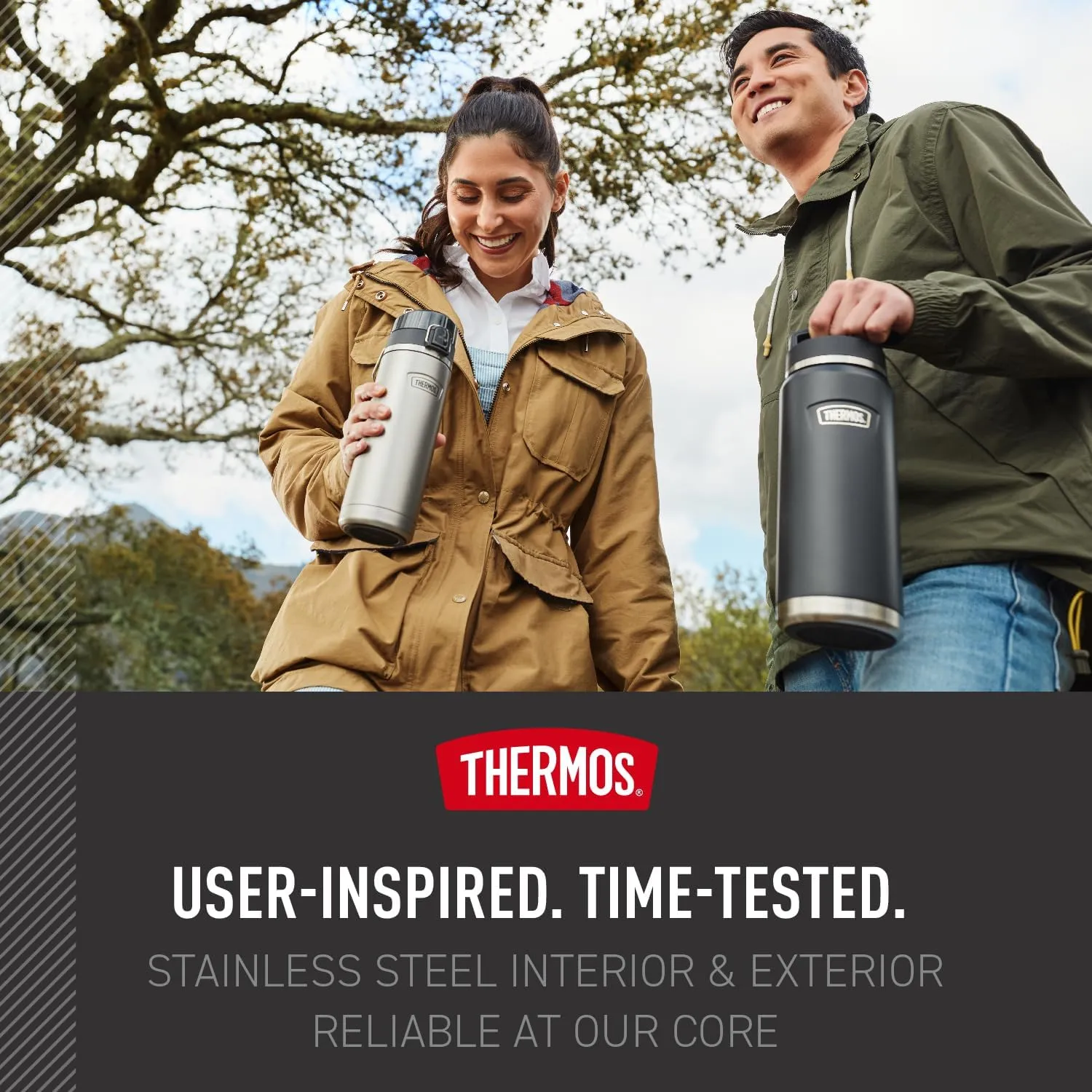 THERMOS ICON SERIES, Stainless Steel Dual Temperature Beverage Bottle, 40 oz, Graphite