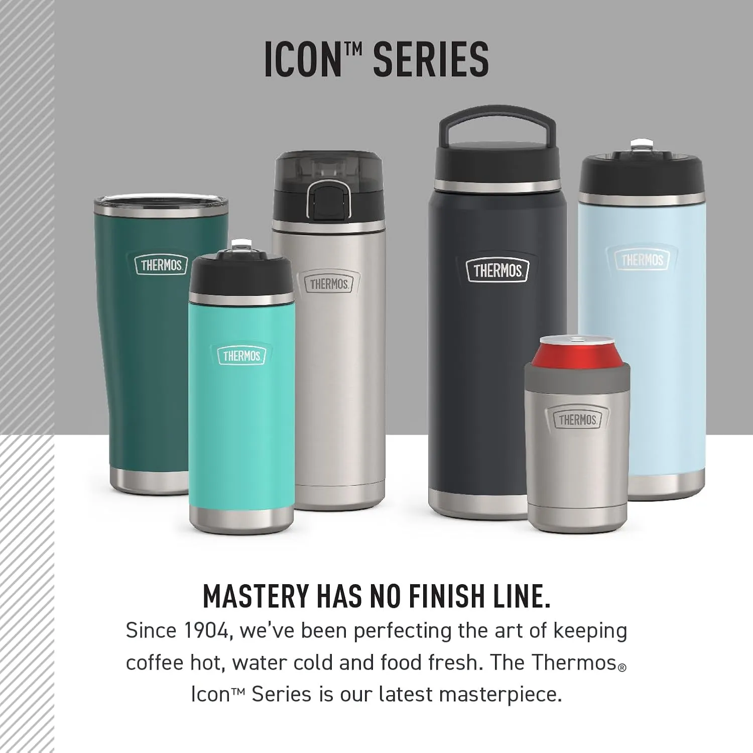 THERMOS ICON SERIES Stainless Steel Water Bottle with Screw Top Lid - 32 Ounce, Matte Stainless Steel - Vacuum Insulated Water Bottle with Lid