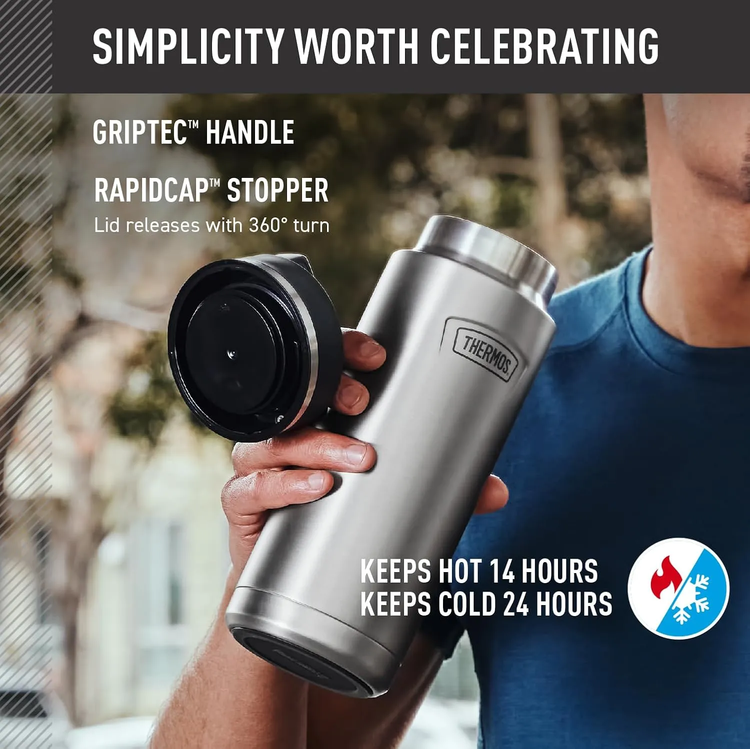 THERMOS ICON SERIES Stainless Steel Water Bottle with Screw Top Lid - 32 Ounce, Matte Stainless Steel - Vacuum Insulated Water Bottle with Lid