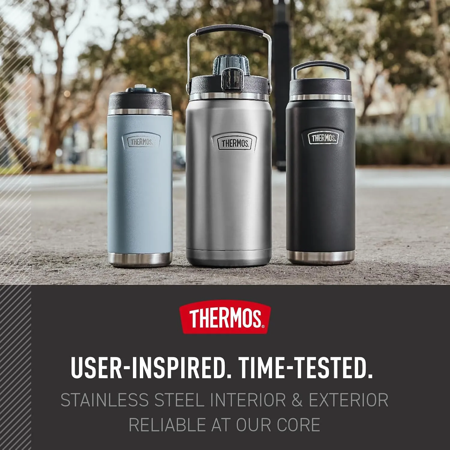 THERMOS ICON SERIES, Stainless Steel Water Bottle with Spout - 64 Ounce, Matte Stainless Steel - Vacuum Insulated Water Bottle with Lid