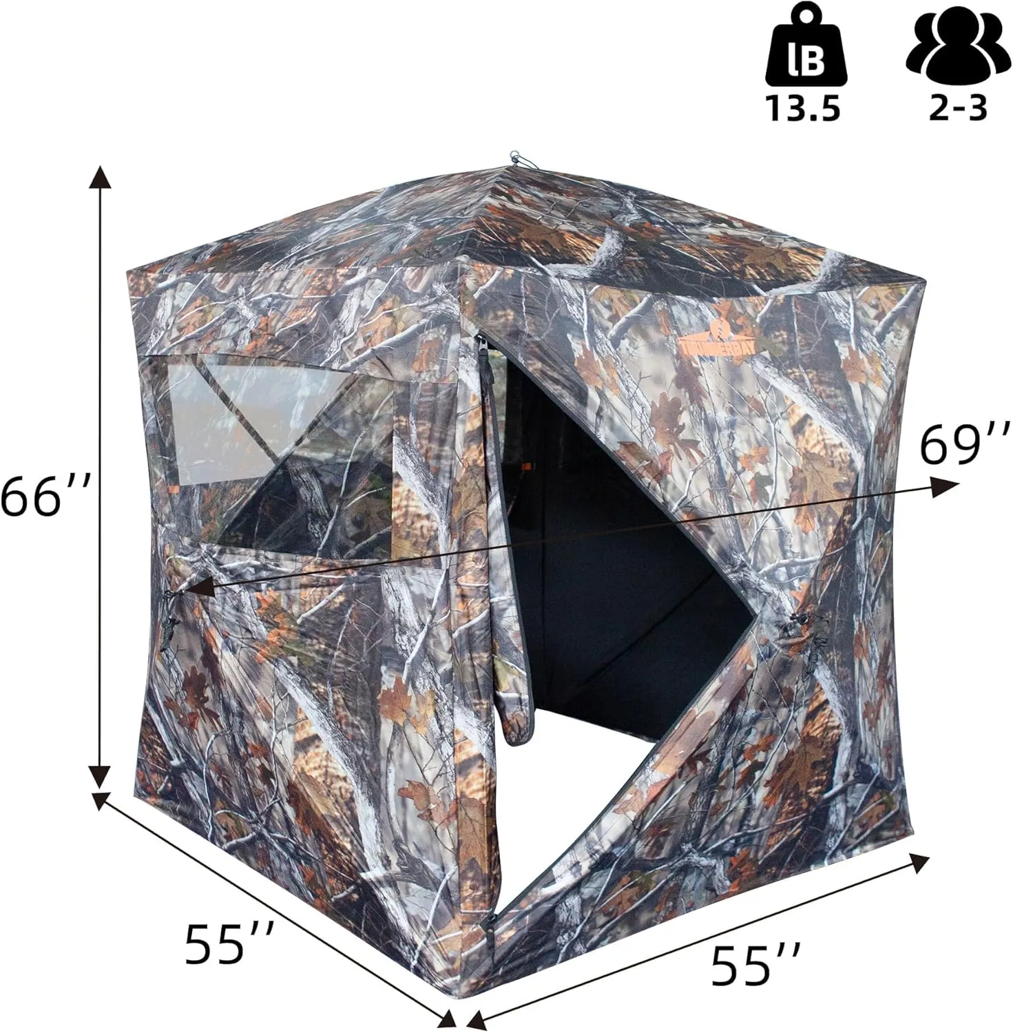 THUNDERBAY SPUR Collector 2-4 Person Hunting Blind, Portable Ground Blind with Silent Sliding Window, Portable Durable Hunting Tent for Deer & Turkey Hunting