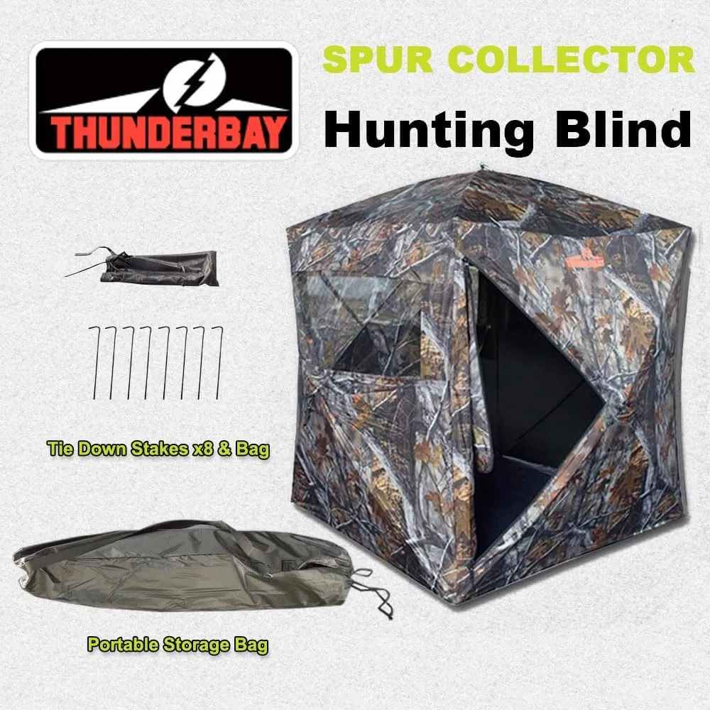 THUNDERBAY SPUR Collector 2-4 Person Hunting Blind, Portable Ground Blind with Silent Sliding Window, Portable Durable Hunting Tent for Deer & Turkey Hunting