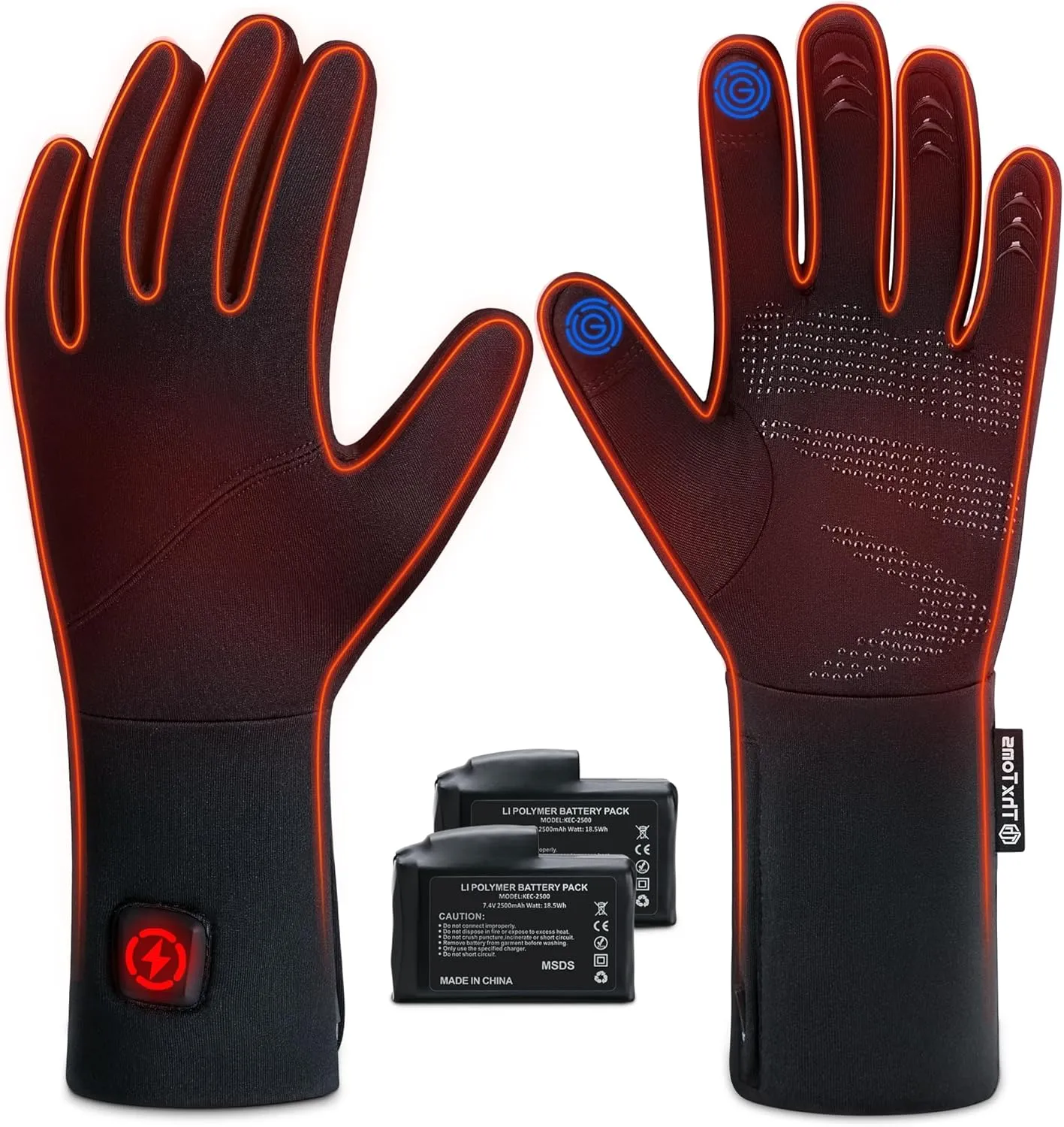 ThxToms Heated Glove Liners for Men Women, Rechargeable Battery Electric Heated Gloves, Upgraded Thin Heating Gloves for Raynaud's Arthritis Hands Skiing Driving, Instant Heat, Touchscreen, Dexterity