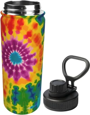 Tie Dye Spiral Colorful 18 OZ Insulated Stainless Steel Bottles, Sports Water Tumbler with Lid Unisex Insulated Water Cup for Outdoor Sports Hiking Cycling﻿