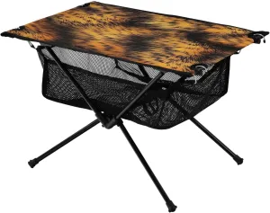 Tiger Fur Texture Portable Folding Camping Table, Compact Lightweight Beach Table with Carrying Bag for Outdoor Picnics, BBQs, Camp