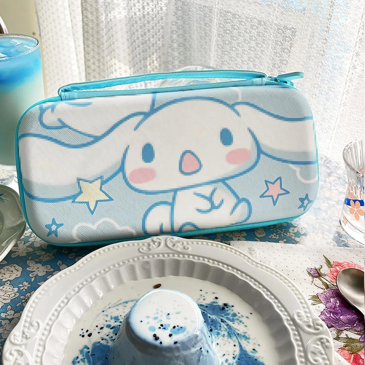 TIKOdirect Carrying Case for Switch Lite, Pretty Shockproof Portable Travel Bag with Soft Protective Cover, Screen Protectors, Cute Thumb Grips Caps and Game Card Case, Blue