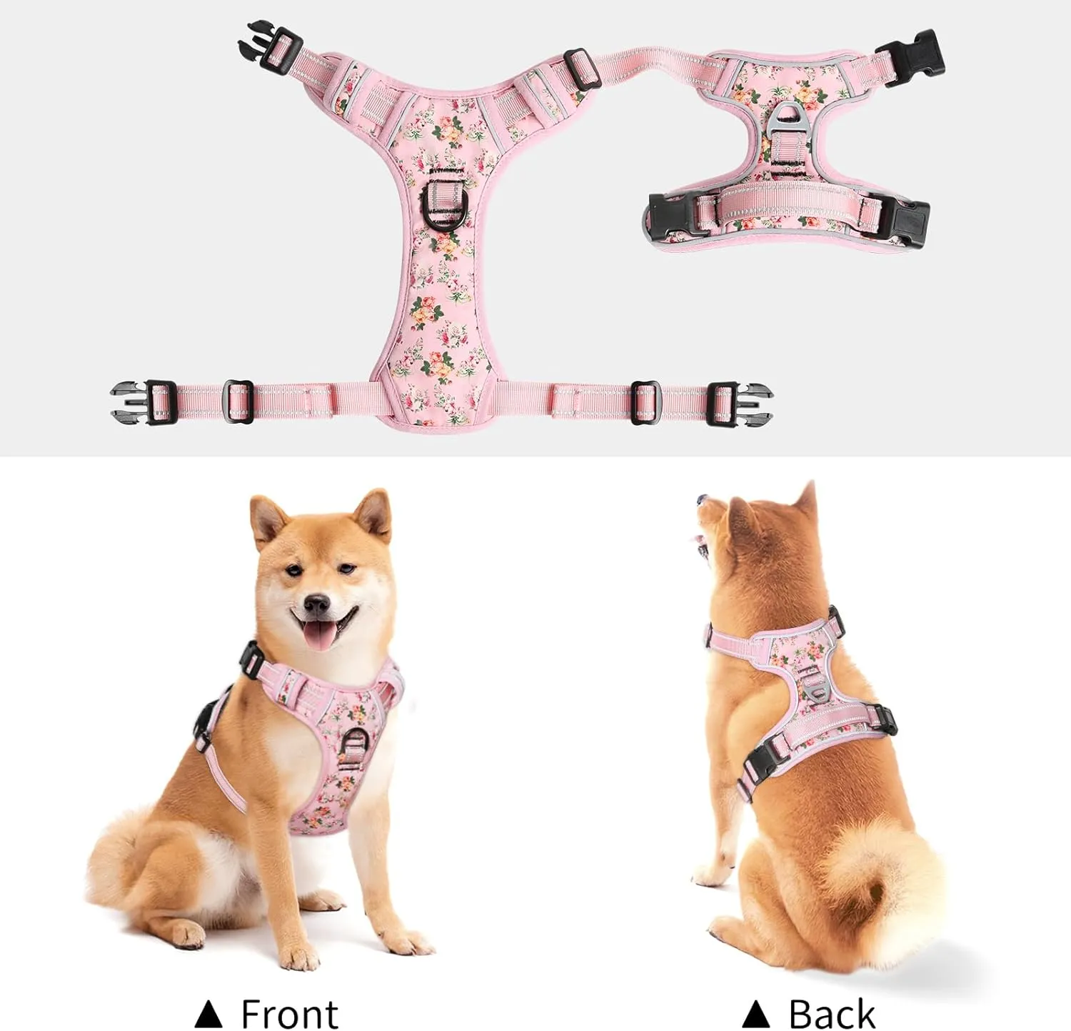 Timos Dog Harness, No-Pull Pet Harness with 2 Leash Clips, 3 Snap Buckles Adjustable Soft Padded Dog Vest, Reflective No-Choke Pet Oxford Vest with Easy Control Handle for Small Medium Large Dogs