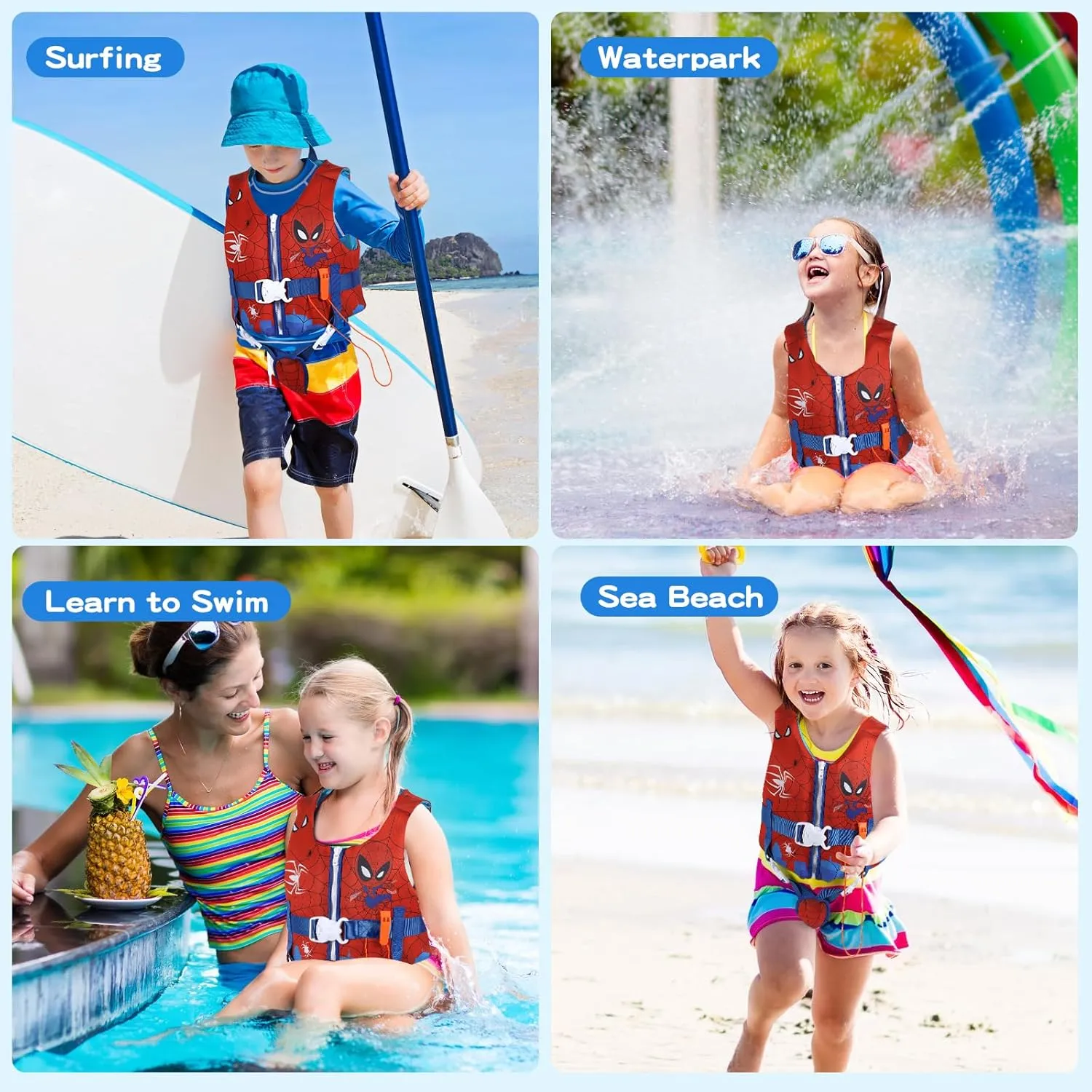 Toddler Swim Vest with Adjustable Strap for 22-30-40-50-90lbs Boys Girls Swimming Aids for 1-9  Years Toddlers Kids Float Jacket Suit for Swim Sea Beach Water Pool